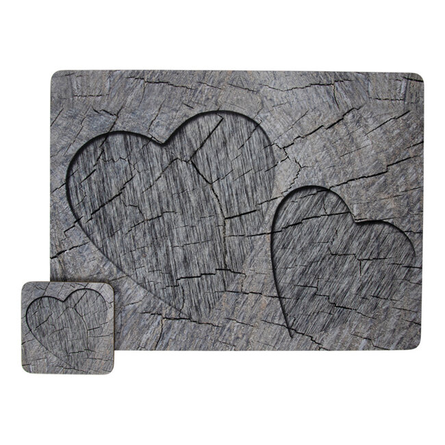 Mars & More onderzetter boomstam grijs hartjes 10x10cm (6)*