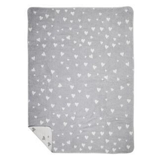Mars & More plaid hartjes all over licht grijs 130x180cm Mars & More plaid hartjes all over licht grijs 130x180cm