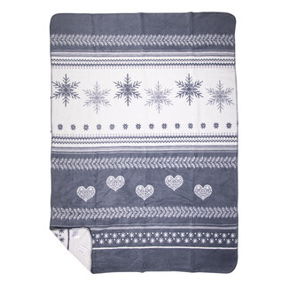 Mars & More plaid sneeuw harten grijs 130x180cm* Mars & More plaid sneeuw harten grijs 130x180cm*