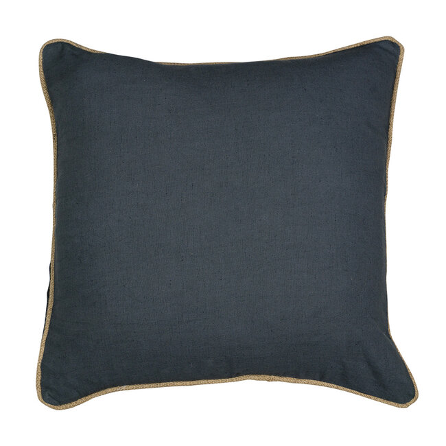 Mars & More kussen donkergrijs met jute bies 45x45cm*