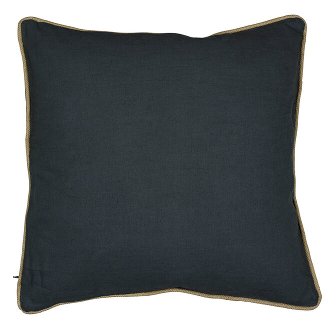 Mars & More kussen donkergrijs met jute bies 55x55cm*