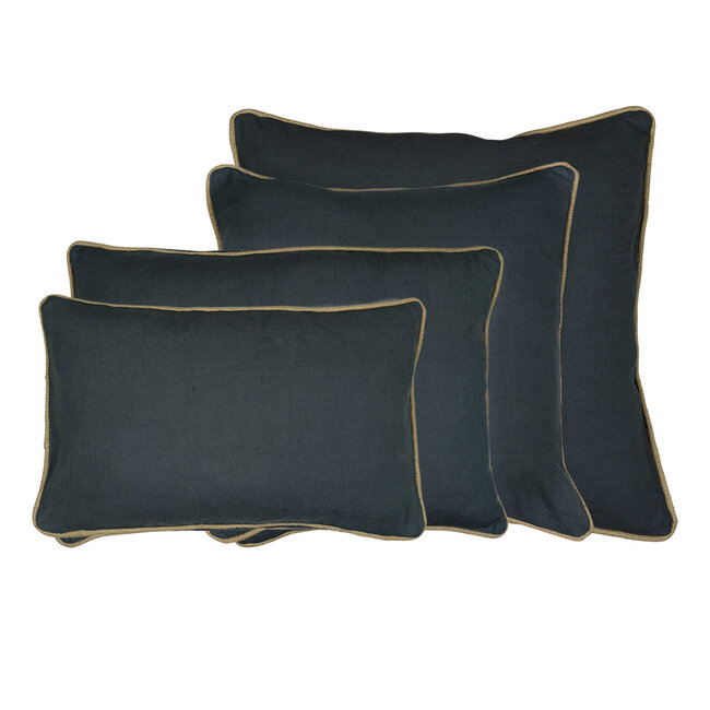Mars & More kussen donkergrijs met jute bies 55x55cm*