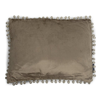 Mars & More half kussen fluweel pom pom taupe 35x45cm