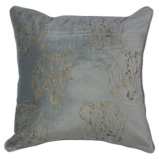Mars & More *kussen fluweel grijs olifant 45x45cm*