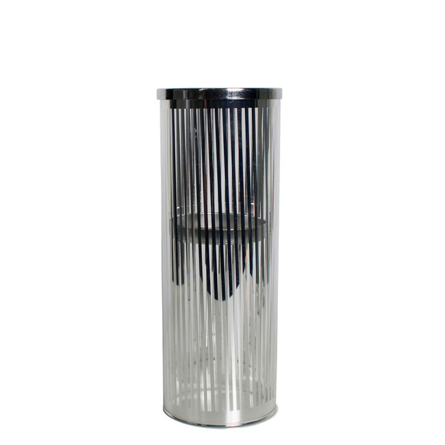 Mars & More *windlicht cilinder zilver streep medium 30cm*