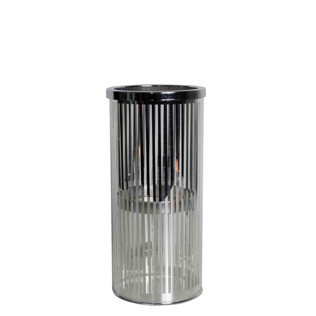 Mars & More *windlicht cilinder zilver streep small 25cm*