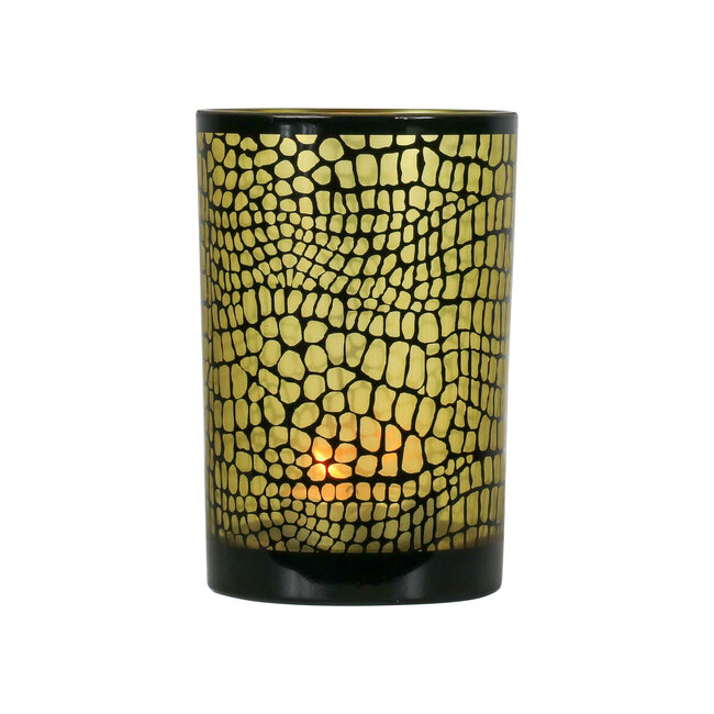 Mars & More Theelichthouder croco zwart large 18cm*
