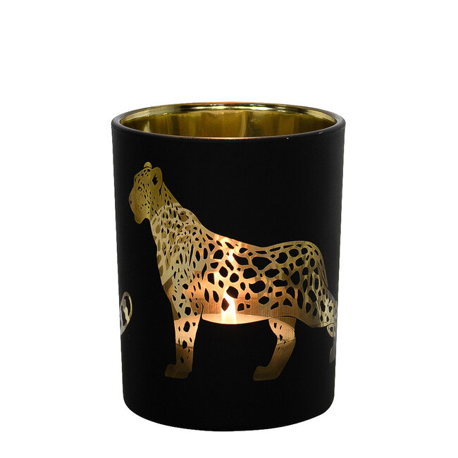 Mars & More Theelichthouder panter zwart large 12cm*