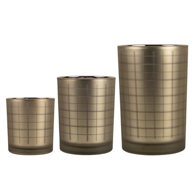 Mars & More Theelichthouder blok goud paars large 18cm*