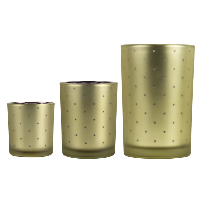 Mars & More Theelichthouder blok goud paars large 18cm*