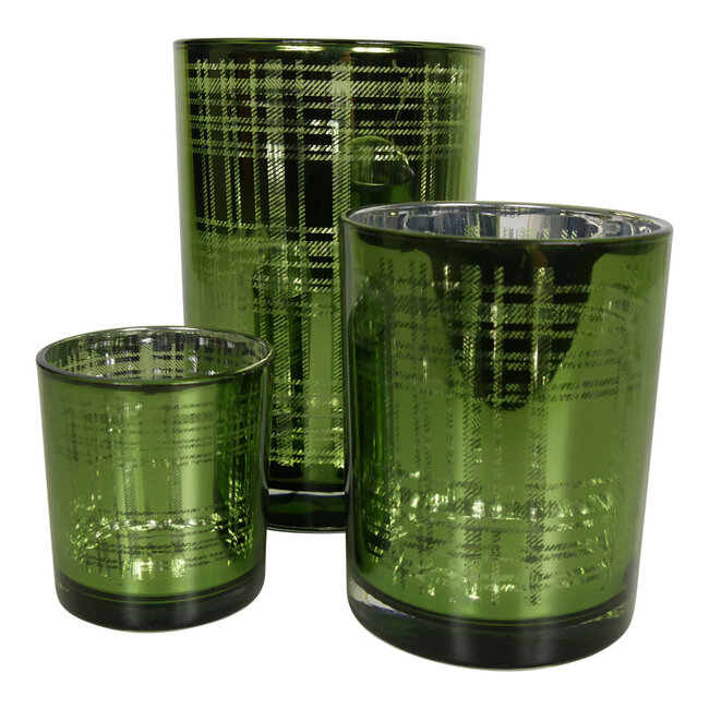 Mars & More Theelichthouder ruit groen large 18cm*