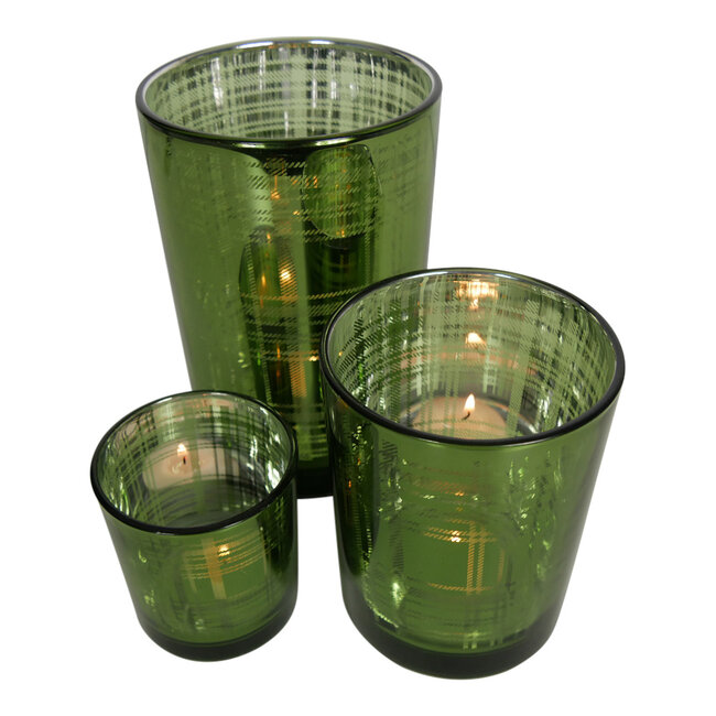 Mars & More Theelichthouder ruit groen large 18cm*