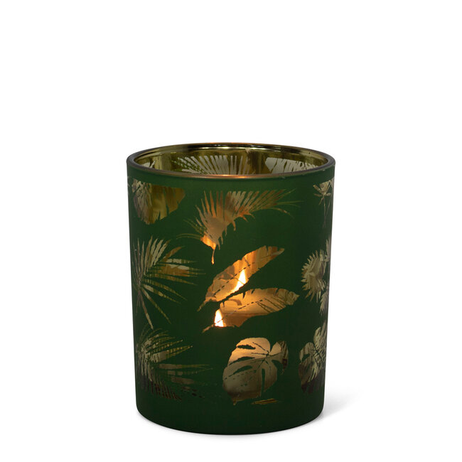 Mars & More *Theelichthouder veren groen medium 10cm*