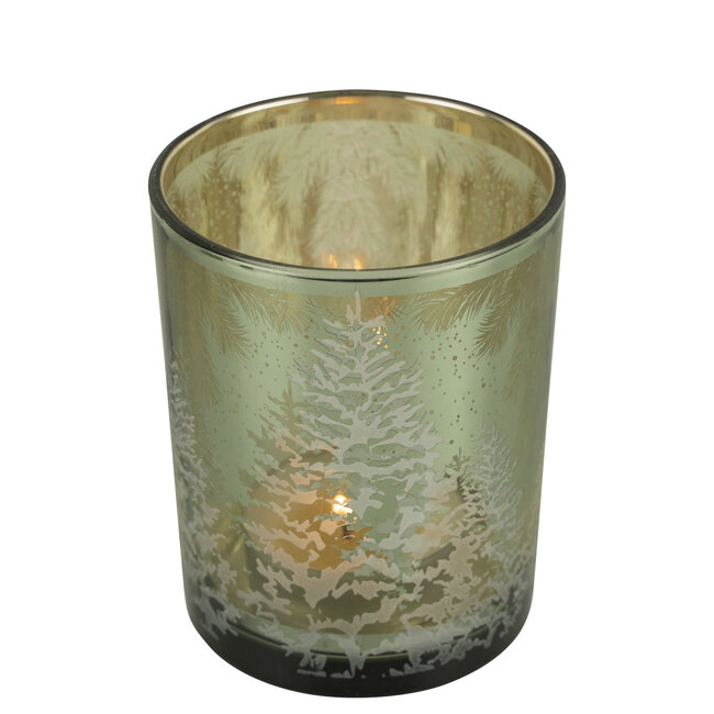 Mars & More Theelichthouder dennenboom groen middel 12cm