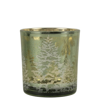 Mars & More Theelichthouder dennenboom groen klein 8cm