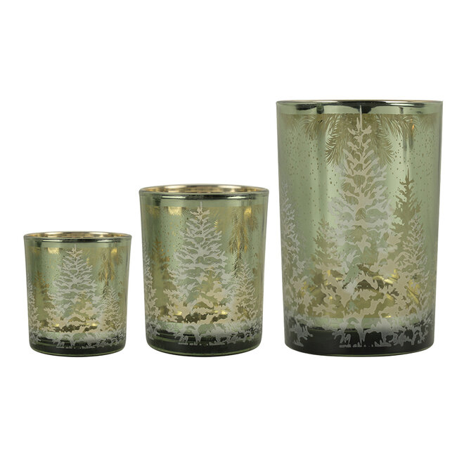 Mars & More Theelichthouder dennenboom groen klein 8cm