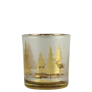 Mars & More Theelichthouder hert boom goud klein 8cm
