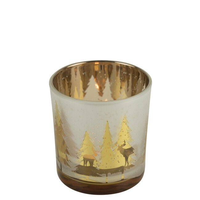 Mars & More Theelichthouder hert boom goud klein 8cm