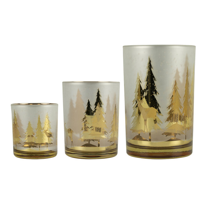 Mars & More Theelichthouder hert boom goud klein 8cm