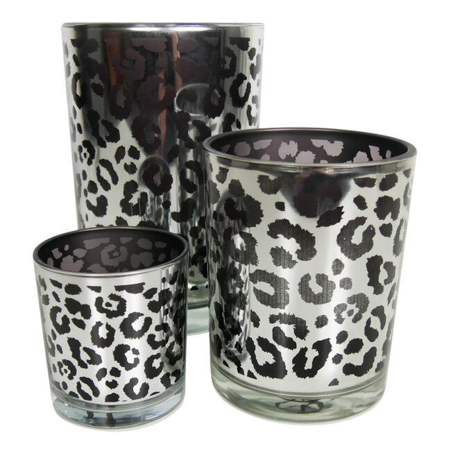 Mars & More Theelichthouder zilver leopard small 8cm*