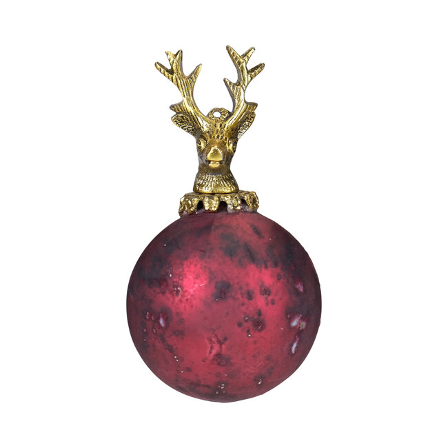Mars & More decoratie bal hert antiek rood 8cm
