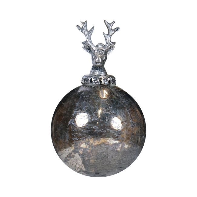 Mars & More decoratie bal hert antiek zilver 10cm