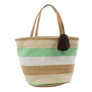 Linen & More Basket streep multi bruin zeegroen h30 d30