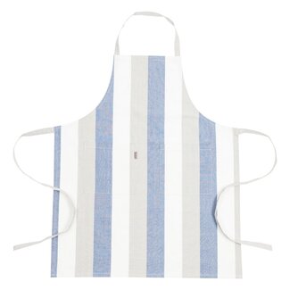 Linen & More Classic Streep True Navy Apron 75x90 Whiteh 2 pockets