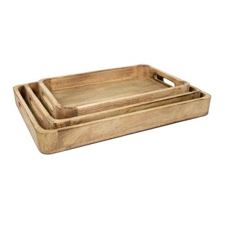 Mars & More dienblad mango hout rechthoek 45/40/35 x 35/27/23 x 4cm (set van 3)