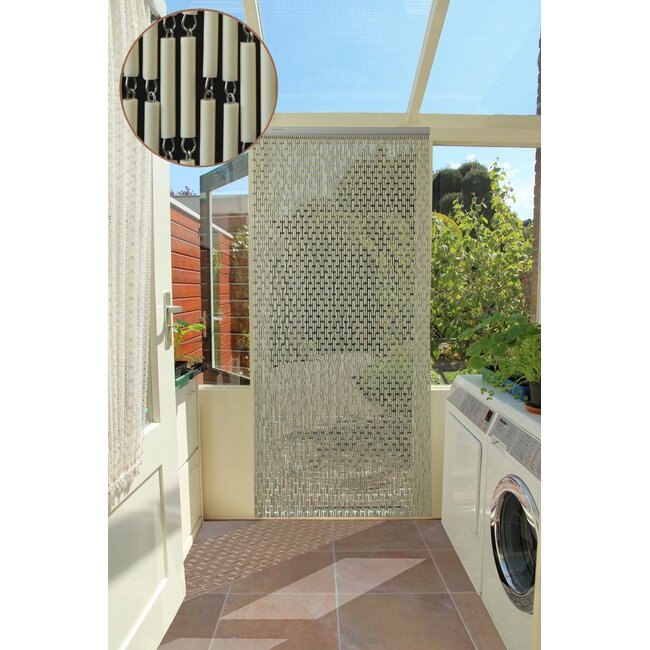 Sun Arts Vliegengordijn Verspringend crème  90x210 cm