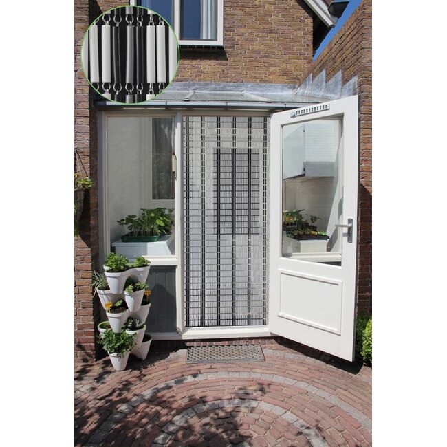 Sun Arts Vliegengordijn banen wit - zilver - zwart 90x210 cm