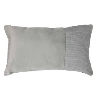 Linen & More Kussen velvet l. grey & corduroy 30 x 50 cm