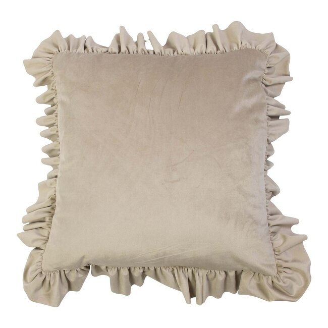 Mars & More kussen fluweel rouche champagne 45x45cm