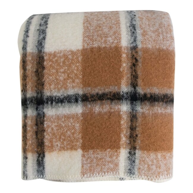 Mars & More Plaid ruit boucle beige 130x170cm
