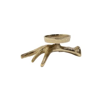 Mars & More Theelicht Standaard gewei 1 goud 7,5x20x15cm