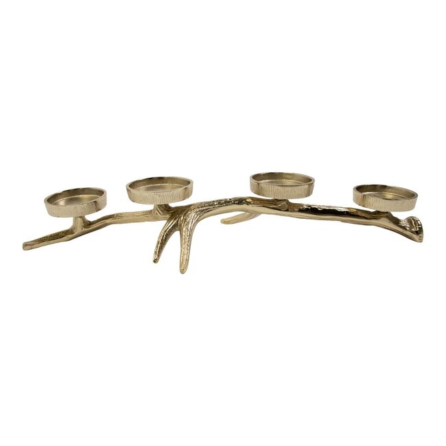 Mars & More Theelicht Standaard gewei 4 goud 8x43x19cm