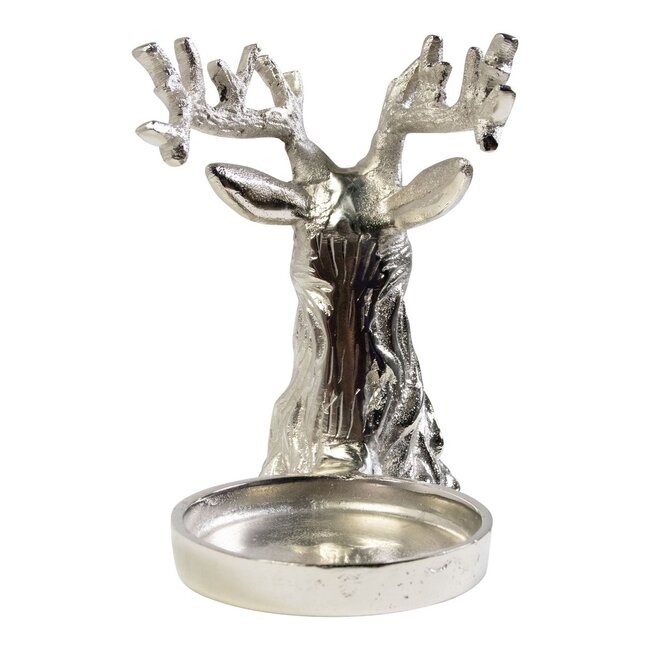 Mars & More Fles Standaard hert zilver 17x20x12cm