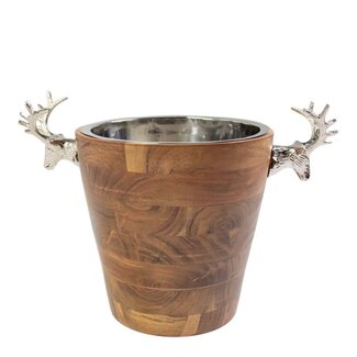 Mars & More Champagne Koeler hert hout zilver 30x42x26cm