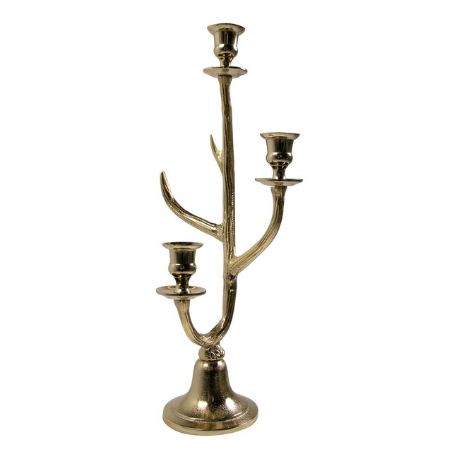 Mars & More Kaarsen Standaard gewei goud 3 h48cm