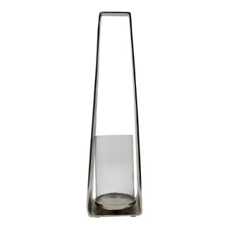 Mars & More Lantaarn modern zilver h78 d20x16cm