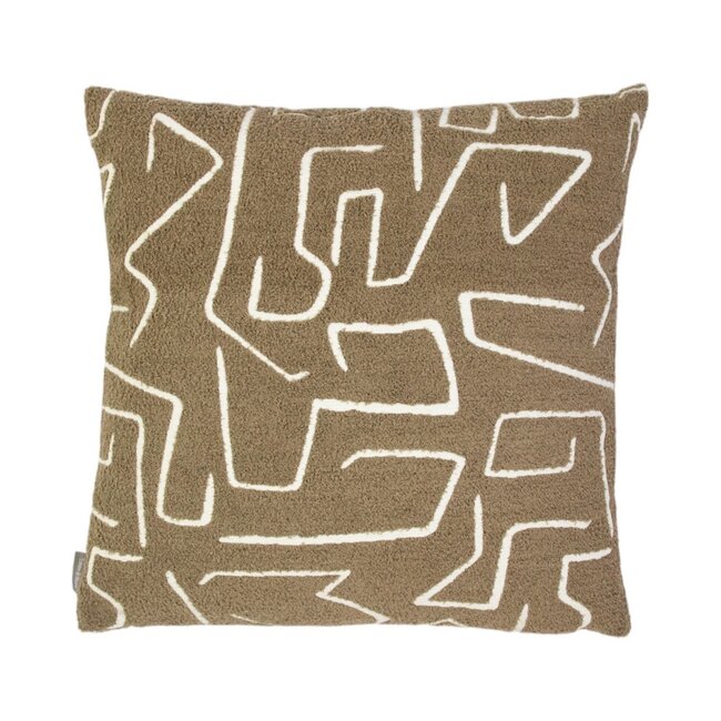 Linen & More Roy chenille jaquard kussen taupe 45x45cm
