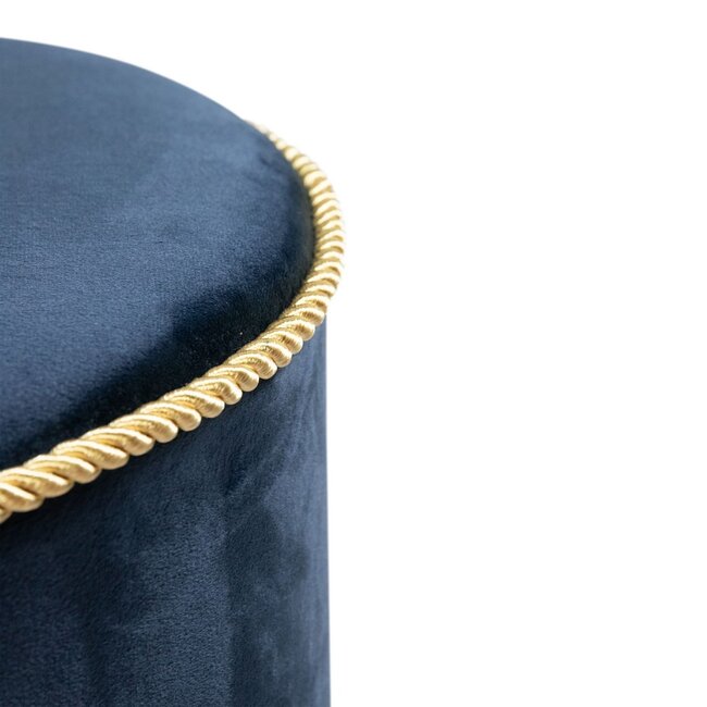 Mars & More poef fluweel goud navy 38x38x45cm