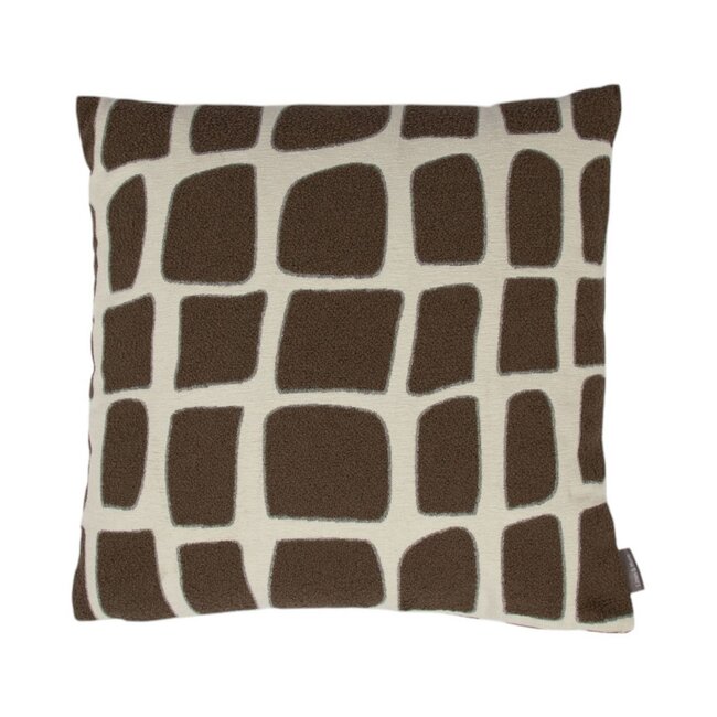 Linen & More Doby chenille jaquard kussen taupe 45x45cm