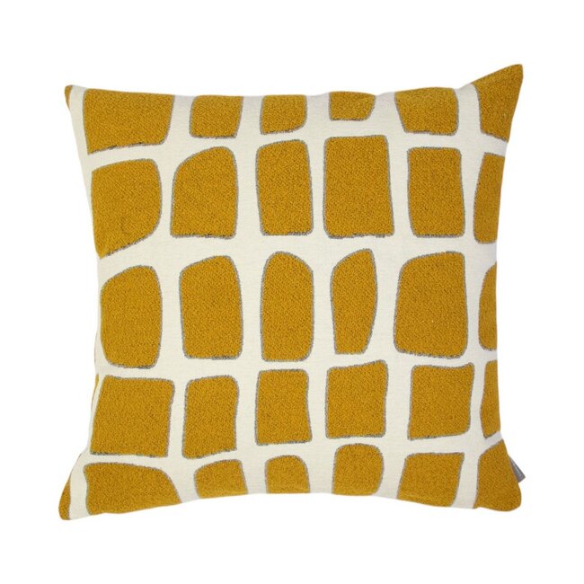 Linen & More Doby chenille jaquard kussen homing geel 45x45cm