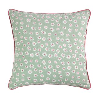 Linen & More Daisy Bloemen Kussen groen 50x50cm