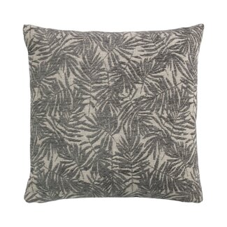 Linen & More Kussen Jacquard bladeren grijs 45x45cm