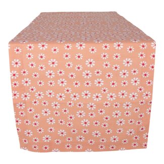 Linen & More Daisy Bloemen Tafelloper oranje 50x140cm