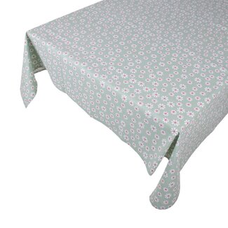 Linen & More Daisy Bloemen Tafelkleed Textiel groen 140x250cm