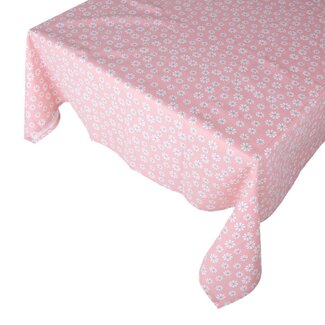 Linen & More Daisy Bloemen Tafelkleed Textiel roze 140x250cm