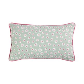 Linen & More Daisy Bloemen Kussen groen 30x50cm